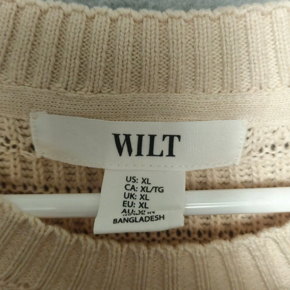 Wilt Cable Knit Sweater Ribbed Texture Mens XL Crewneck Long Sleeve Fisherman